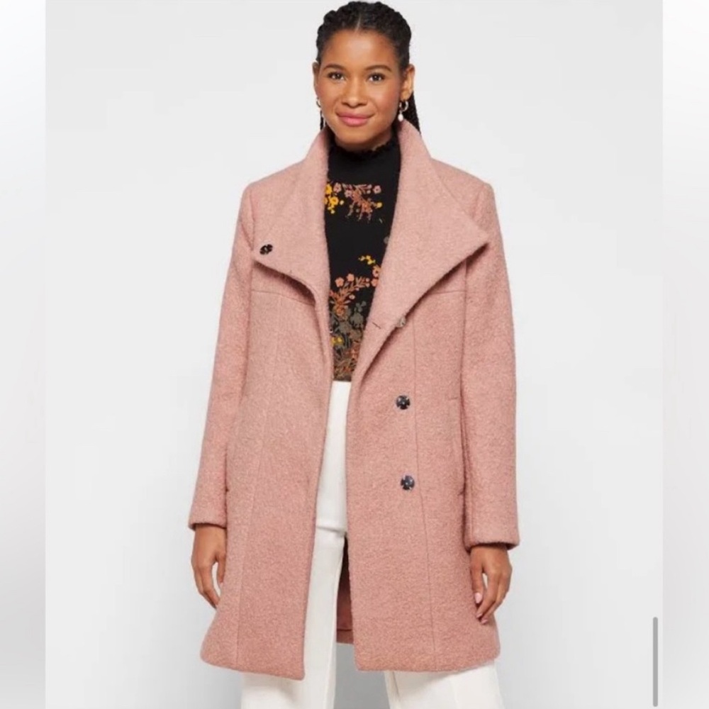 Kenneth Cole Boucle Pink Coat